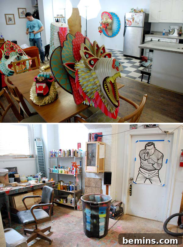 Inside the Creative Hub: Studios of a Dozen Innovators 3 Workspace of artist AJ Fossik