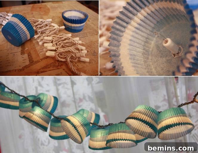 DIY Mini Lamp Shades with String Lights