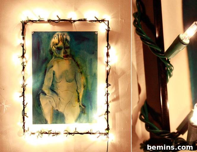 String Lights Wrapped Around a Frame
