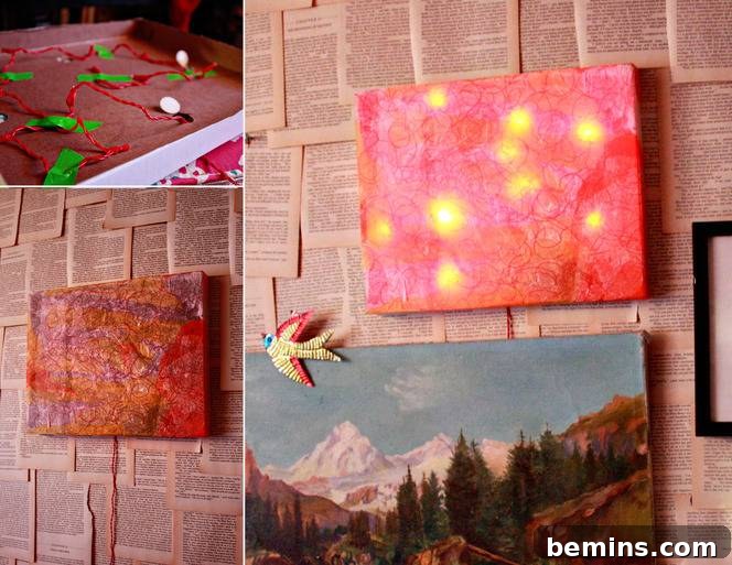 DIY Sunset Shadow Box with String Lights
