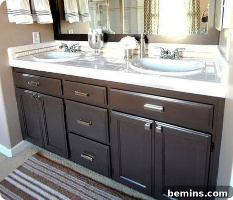 Elevate Your Builder's Oak Vanity 3 Wooden sink cabinet with mirror.