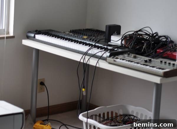 From Drab to Fab: My DIY Desk Transformation Using IKEA Magic 4 Desk setup showing need for more space