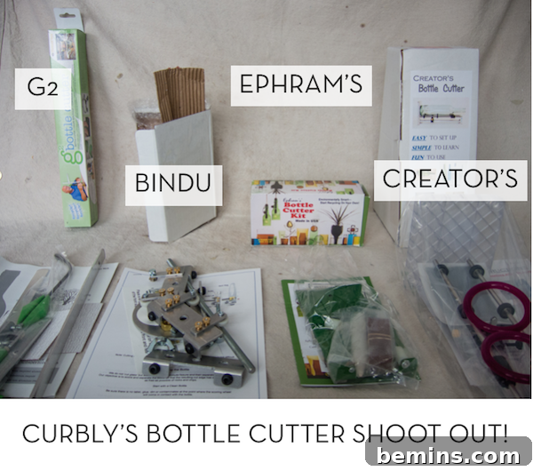 Various glass bottle cutting projects