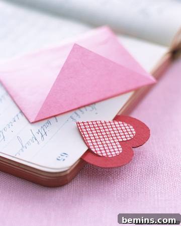 Book of poetry with heart bookmark for Valentine's Day