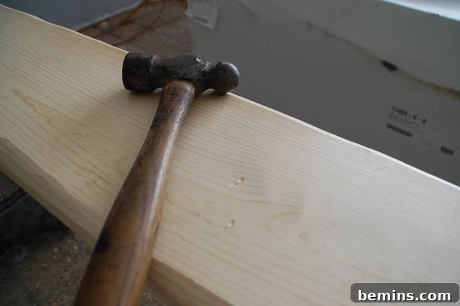 Crafting Character: Unique Rustic Window Trim Ideas 11 Adding dents with a hammer