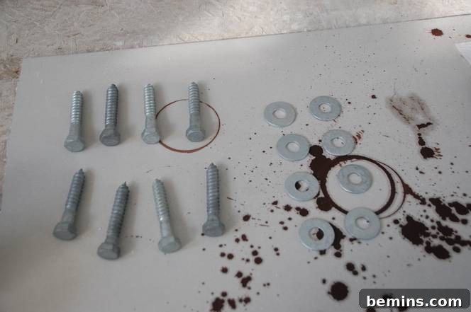 Crafting Character: Unique Rustic Window Trim Ideas 16 Painted lag screws
