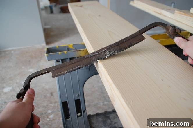 Crafting Character: Unique Rustic Window Trim Ideas 9 Using a wood scraper to round off corners