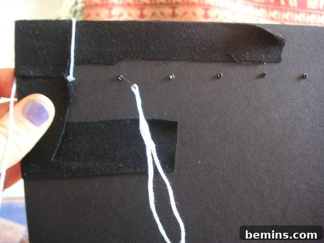 Moving to the next stitching hole