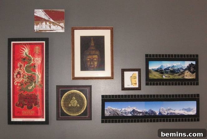 Gallery wall with DIY panorama frames