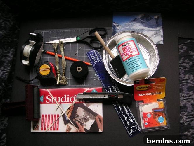 Materials needed for the DIY panorama frame project