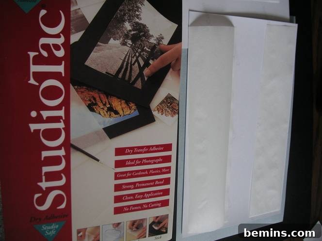 Applying adhesive to the back of the panorama photos