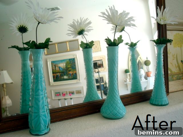 Upcycled jars and bottles from recycling bin