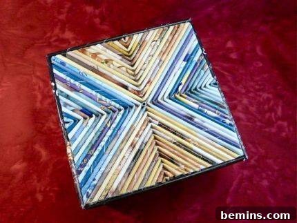 A Beautiful Box Crafted from Tightly Rolled Magazine Reeds