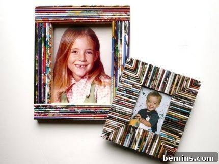 A Picture Frame Adorned with Rolled Magazine Pages