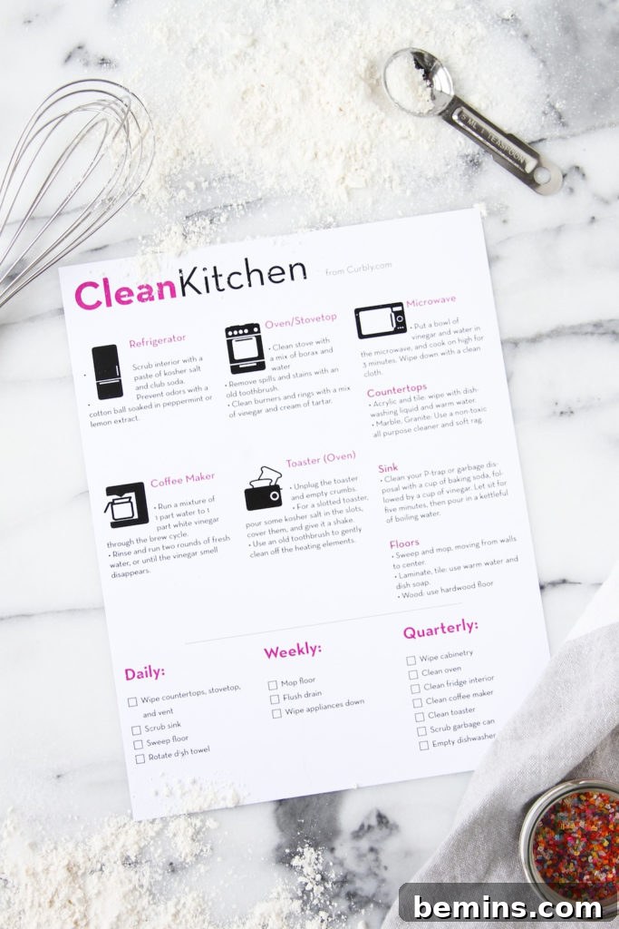 Free Downloadable Kitchen Cleaning Cheat Sheet