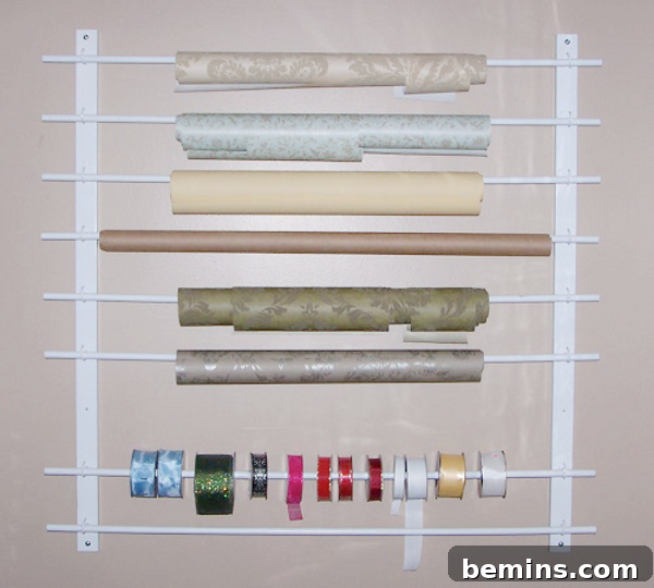 Creative Wrapping Station: DIY Storage Solutions 3 DIY Wrapping Station with Dowels and Hooks