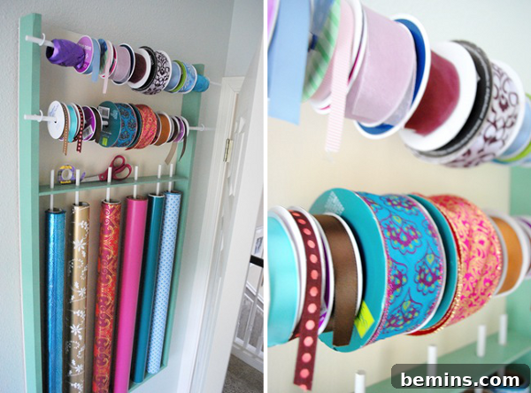 Creative Wrapping Station: DIY Storage Solutions 8 Wrapping Paper and Ribbon Organization Ideas