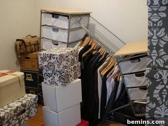 Closet with collapsed shelving before makeover
