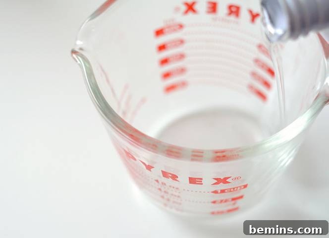 pouring mineral oil