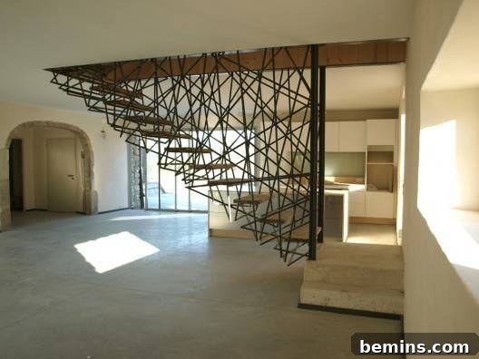 Industrial metal pipe staircase design