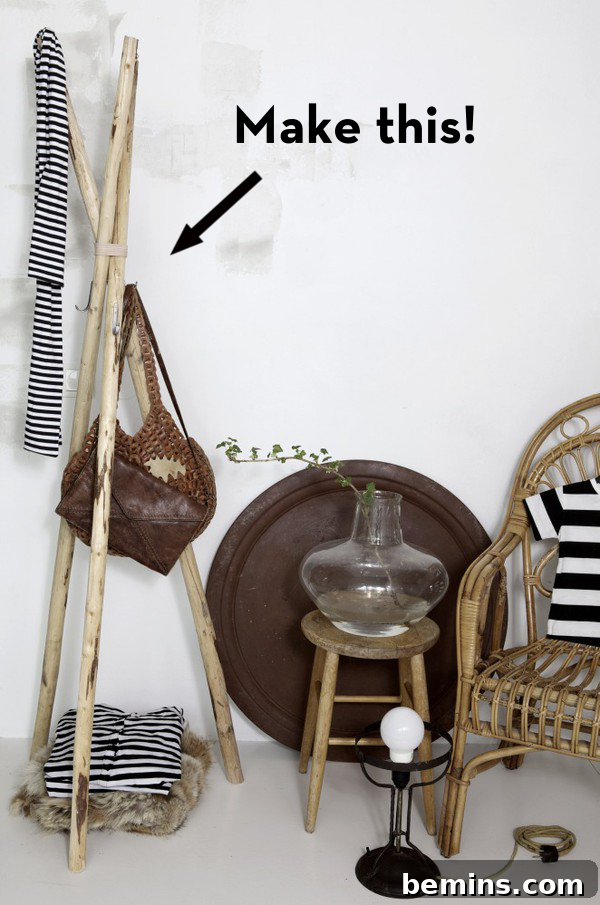 Rustic Modern DIY Coat Stand - Scandinavian Inspired Design