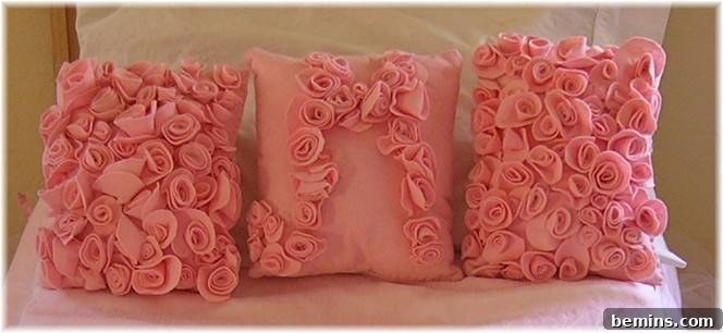 Cute flower pillows DIY ideas.