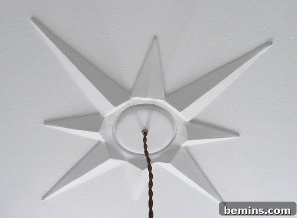 Example of a DIY Starburst Ceiling Medallion
