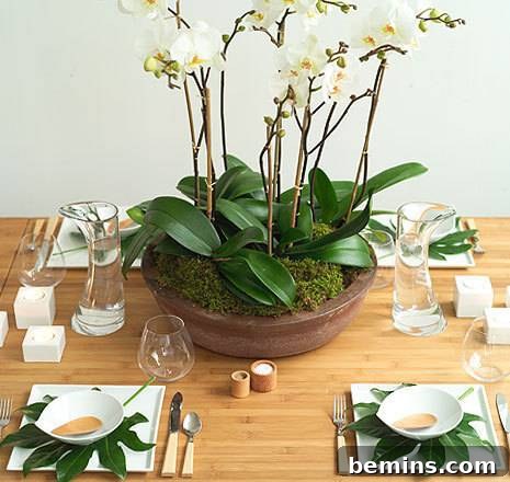Table Setting with Leaves as Chargers