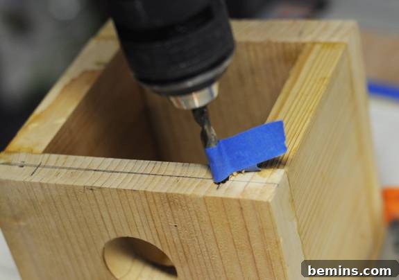 Drilling Dowel Holes in Birdhouse Sides