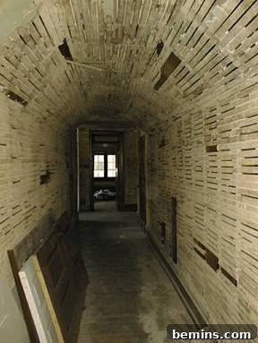 The High Gate Carriage House hallway before renovation, appearing spooky and uninhabitable