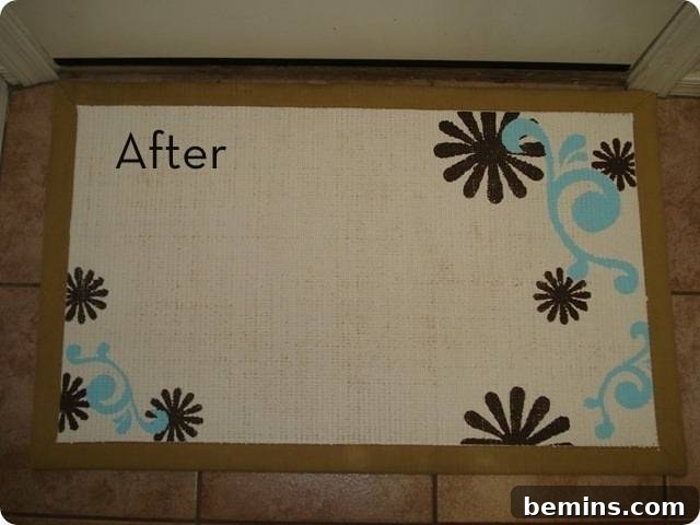Stenciled Sisal Rug DIY Project
