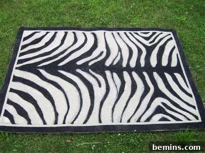 Finished Zebra Stripe Painted Rug