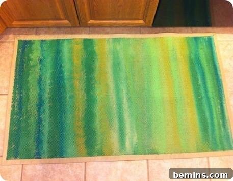DIY Painted Green Striped Rug - Inspired by Anthropology