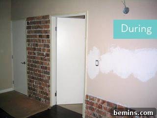 Brick by Brick: Creating a Loft-Style Interior Wall 4 The process of applying thin-set mortar to the wall