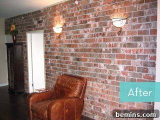 Brick by Brick: Creating a Loft-Style Interior Wall 7 Close-up of the completed brick wall with lighting fixtures