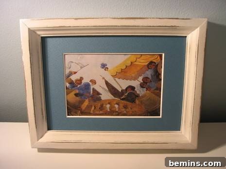 Vaseline Wood Distressing: A Simple DIY Guide 7 A colorful picture has a blue and beige frame.