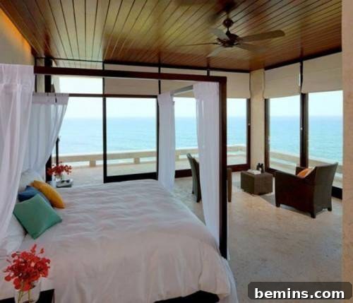 Serene White Coastal Bedroom with Ocean View