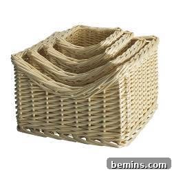 Light tan nesting baskets stacked together.
