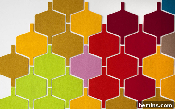 Close-up of HIVE Wool Felt Tiles in a Modern Interior