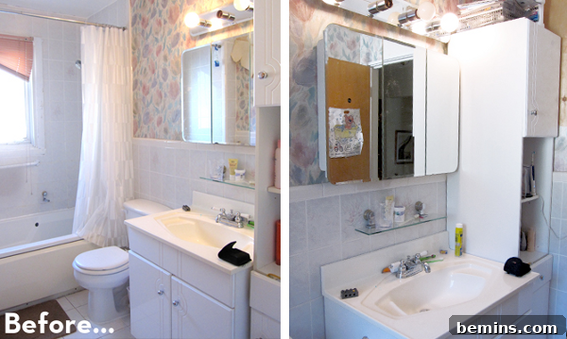Before: An 80s Bathroom in Pastel Pink, Blue, and White