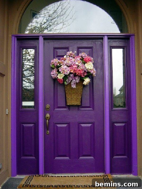 Colorful Violet Colored Front Door, showing a sophisticated and inviting purple entrance.