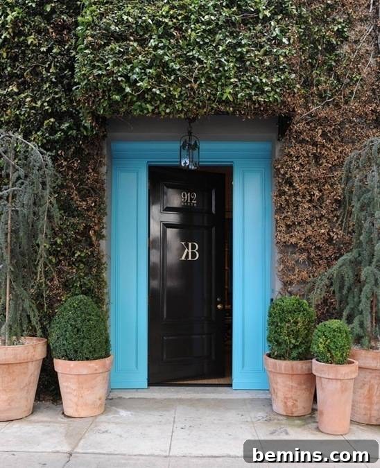 Buckingham turquoise door, showcasing a serene and stylish entrance.