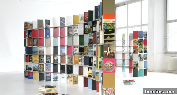 A bookshelf made of just books (clever)
