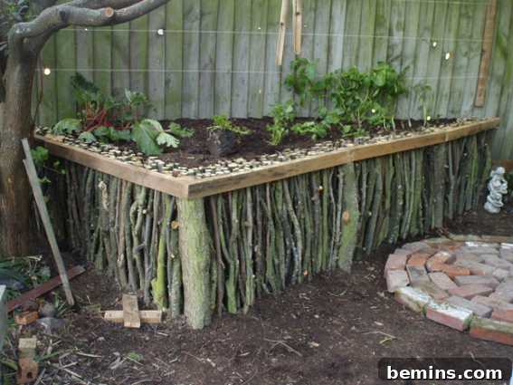 Close-up of Natural Wood Raised Garden Bed
