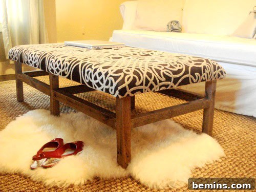 DIY Ottoman Made from Repurposed Coffee Table