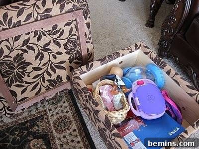 Various Items Stored Inside the Ottoman