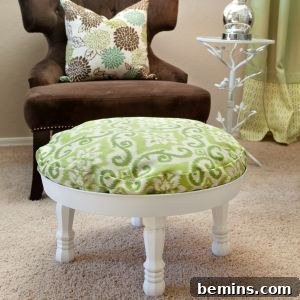DIY Ottoman Made from a Dog Bed and Water Heater Pan