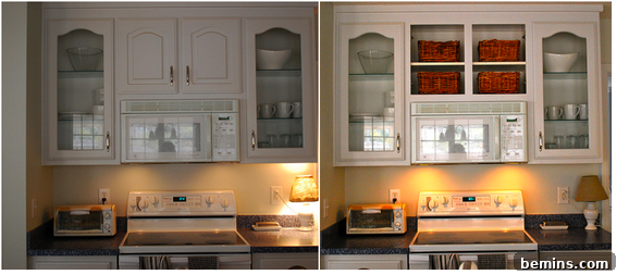 Kitchen with Glass Front Cabinets