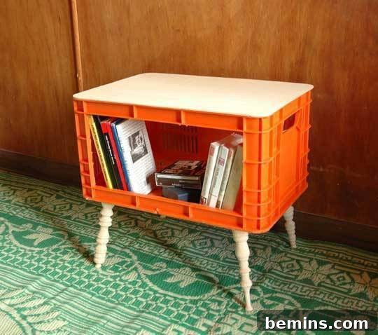 Milk Crate Side Table Cabinet
