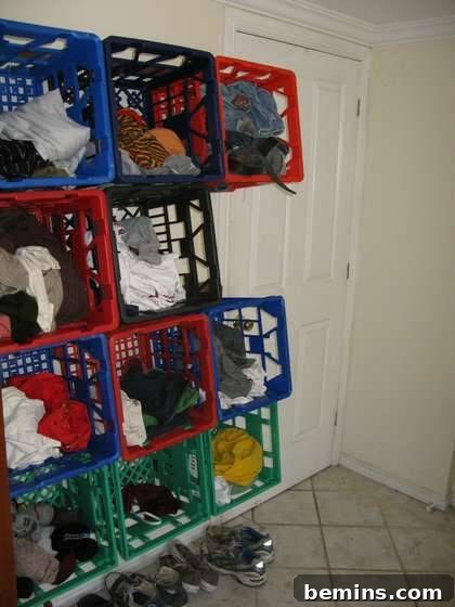 Milk Crate Mud Room Storage